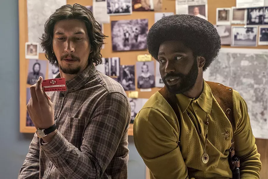 Flip Zimmerman (Adam Driver) and Ron Stallworth (John David Washington) tag-team David Duke. - DAVID LEE/FOCUS FEATURES