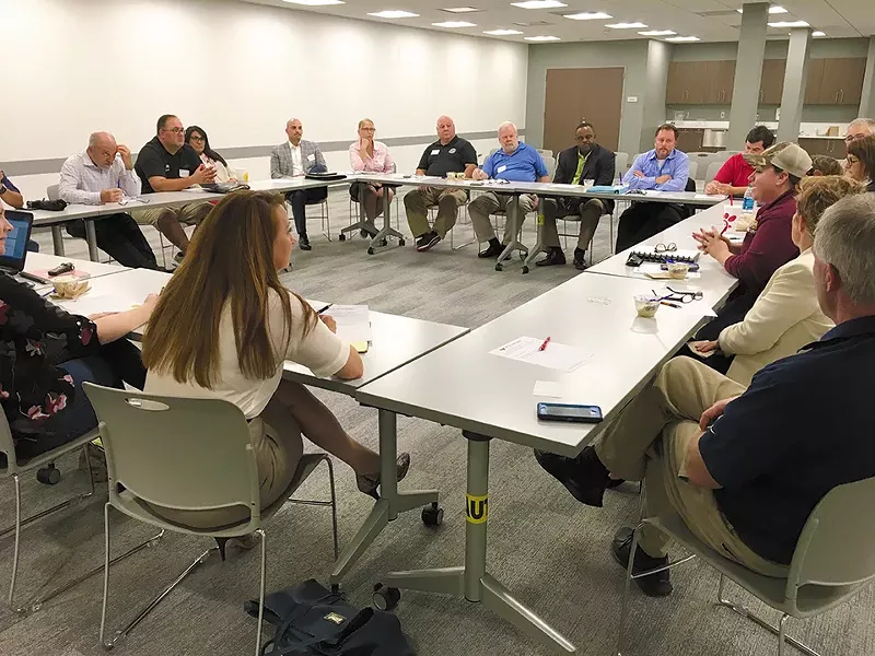 The West St. Louis County Chamber of Commerce debates issues of public transportation. - ERIC BERGER