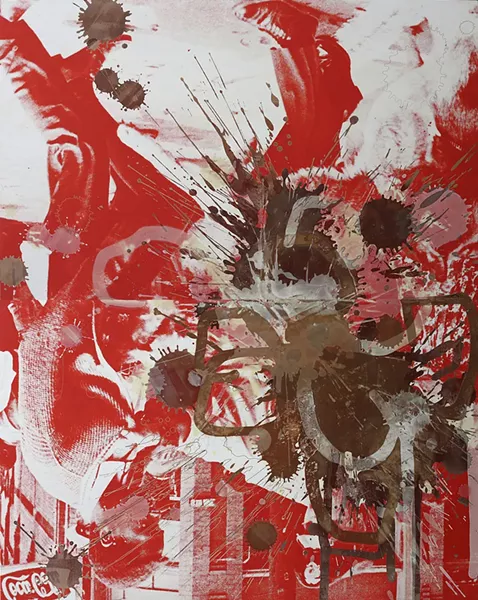 Kelley Walker, Black Star Press (rotated 180 degrees), 2006. Digital print and chocolate on canvas, two panels, each 83 x 104 inches; overall 83 x 208 inches. Carlos and Rosa de la Cruz Collection, Miami.