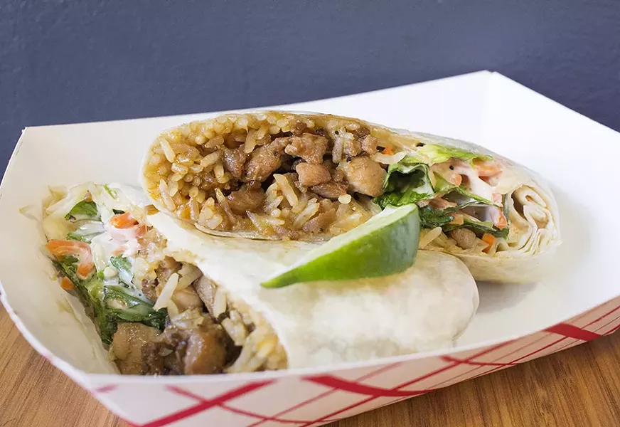 The teriyaki chicken burrito was an unexpected triumph. - PHOTO BY MABEL SUEN