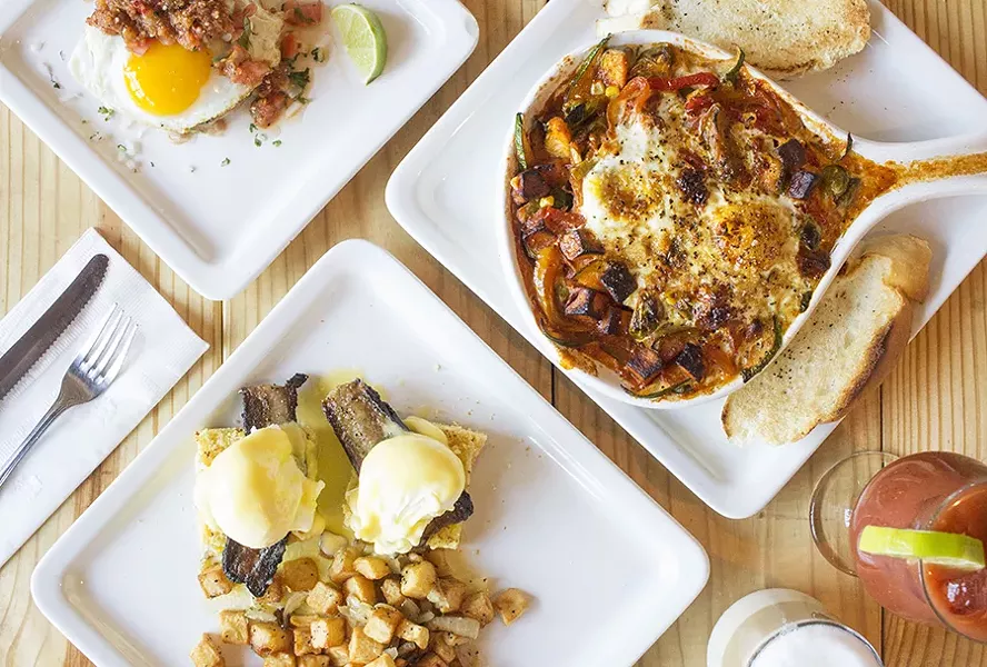 Highlights at Egg include the carnitas breakfast sope, veggie chakchouka and the cornbread benedict with smoked pork belly. - PHOTO BY MABEL SUEN