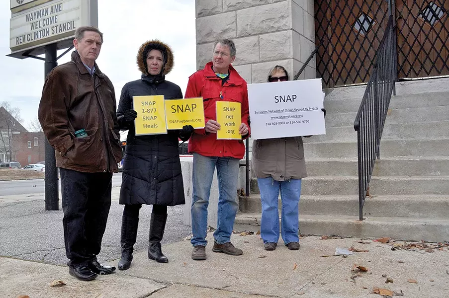 Over the years, Clohessy and SNAP staged hundreds of protests in front of churches where priests were accused of abuse. - DANNY WICENTOWSKI