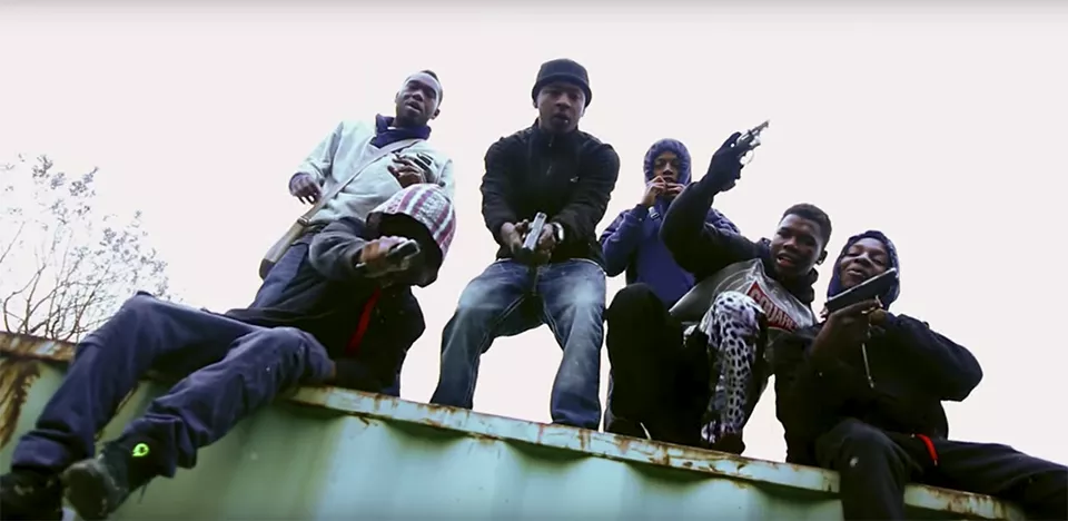LA4SS, center, appeared in 3 Problems' "For a FCKNIGGA" in 2014. Today one member of the group is dead; another is doing time for second-degree murder. - YOUTUBE