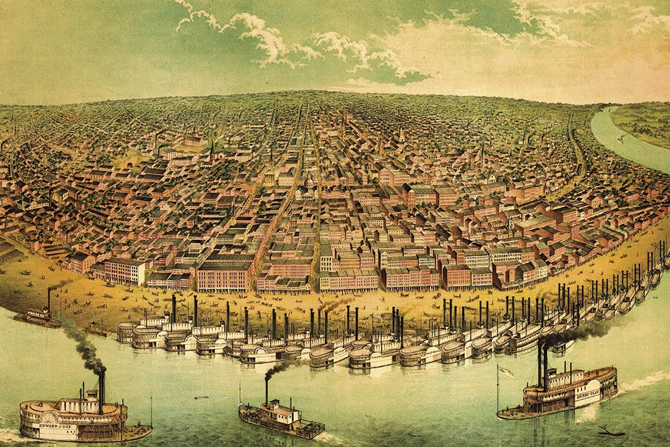 The St. Louis riverfront, shown as it was in the 1850s, was once a bustling part of the city's downtown. - COURTESY EVERETT HISTORICAL