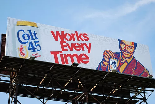 warning it works every time colt 45 ads in st louis now come with it works every time