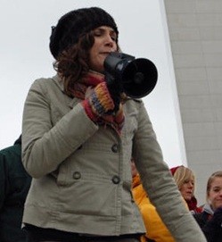 Dana Loesch riles up the crowd during one of the Tea Party's first rallies in February 2009 under the Gateway Arch.