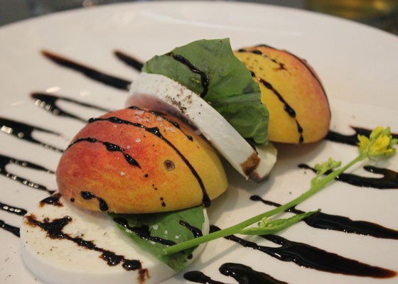 Peach caprese salad was paired with Schlafly's Hefeweizen. | Nancy Stiles