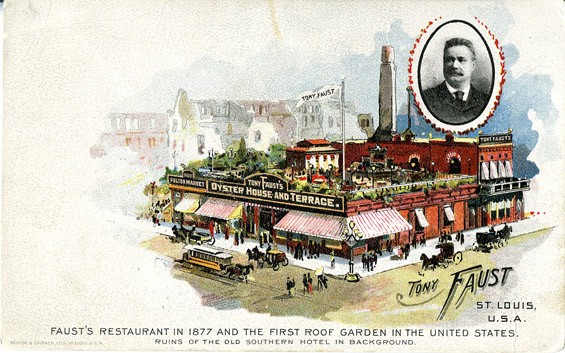 A postcard circa 1900 featuring Tony Faust's Oyster House. | Courtesy Anheuser-Busch