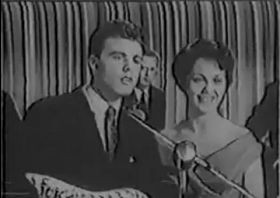 Linda Bennett with Ricky Nelson on The Adventures of Ozzie and Harriet in 1960, fifteen years before the atrocity that is "An Old Fashioned Christmas (Daddy's Home)."