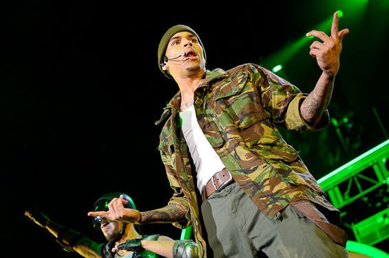 Chris Brown asks, "Why me?" last year at the Verizon Wireless Amphitheater. - TODD OWYOUNG