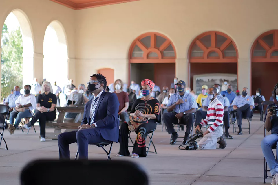 Taylor's "Final Roll Call" ceremony drew some 30 officers, as well as St. Louis County Prosecuting Attorney Wesley Bell. "She looks you in the eye and she tells you exactly what she’s seeing," Bell said in his remarks. - STEVEN DUONG