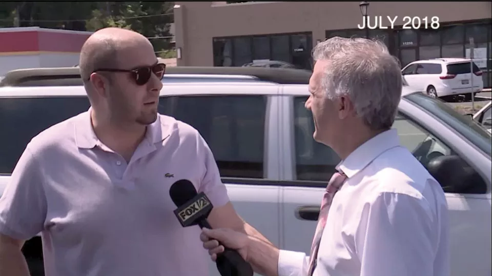 In 2018, Edmund Tauk, owner of STLMugshots.com and Behind the Bars, repeatedly denied his connection to the website in an interview with Fox2's Chris Hayes. - SCREENSHOT FOX2 NEWS