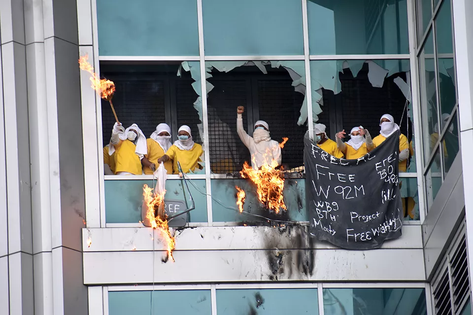 Detainees took over the fourth floor of the City Justice Center on February 6, 2021. - DOYLE MURPHY