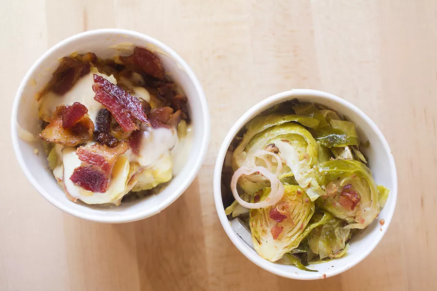 Sides include Brussels sprouts. - PHOTO BY MABEL SUEN