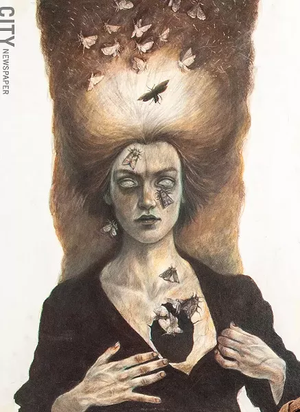 A colored-pencil illustration by Rork Maiellano.