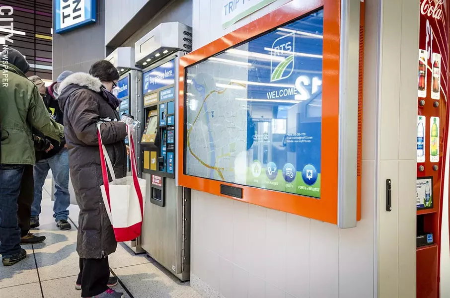 A touch screen lets passengers plan their routes. - PHOTO BY MARK CHAMBERLIN