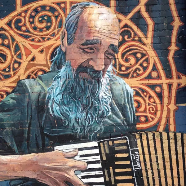"Andy and the Big Dead Waltz" by artist and musician Caitlin Yarsky. Yarsky painted the mural on the side of Boulder Coffee as part of Wall\Therapy. - PHOTO FROM INSTAGRAM.COM/LOBBYIST -- LOBBYDIGITAL.COM