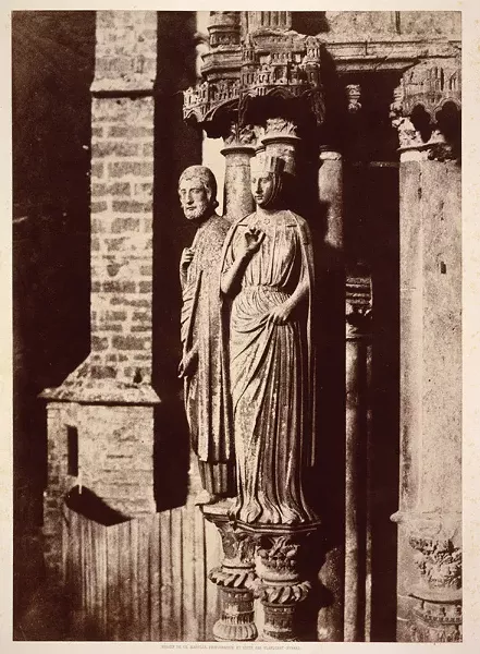 Charles Marville, “Chartres Cathedral, large pilaster figures on the Northern portal”