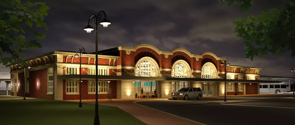 Construction on the new Rochester train station should begin later this year. Pictured is a conceptual view of the station's exterior. - RENDERING SUBMITTED BY NEW YORK STATE DOT