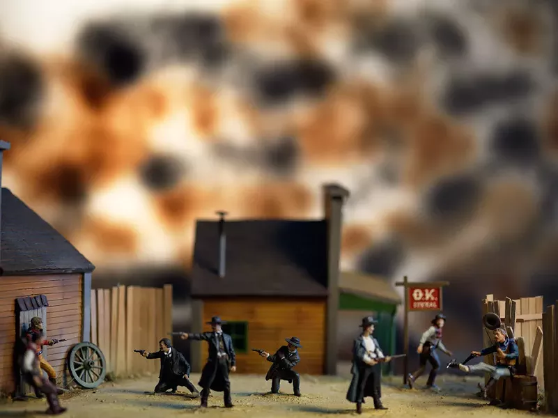 "Gunfight at the O.K. Corral" is one of many images in "History: Photographs by David Levinthal," currently on view at George Eastman House. - PHOTO PROVIDED