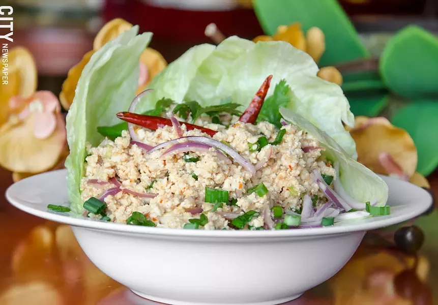 Larb Chicken with Lettuce from Thai Time Cuisine. - PHOTO BY MARK CHAMBERLIN