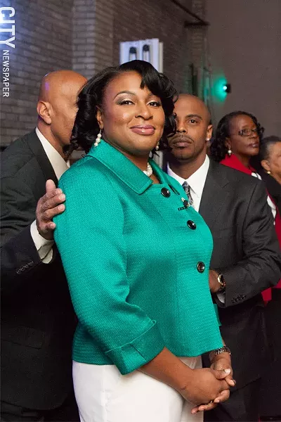 Lovely Warren at her public inauguration at the Auditorium Theatre. - PHOTO BY JOHN SCHLIA