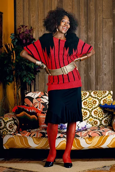 Mickalene Thomas (American, b. 1971). Sandra: She's a Beauty Standing, 2012. Courtesy of the artist, Lehmann Maupin, New York & Hong Kong, and Artists Rights Society (ARS), New York. © Mickalene Thomas - PHOTO PROVIDED