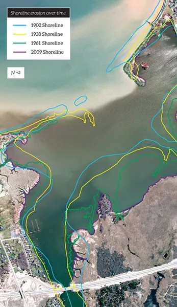 Over time, the Braddock Bay shoreline has been reshaped by erosion. - COURTESY U.S. ARMY CORPS OF ENGINEERS