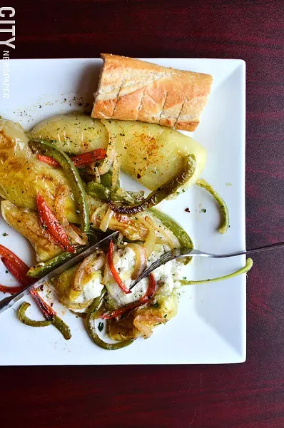 Pan-seared banana peppers from Acanthus Cafe. - PHOTO BY MATT DETURCK