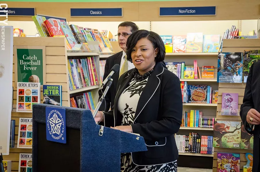 Rochester Mayor Lovely Warren and Police Chief Mike Ciminelli at a press conference on the police reorganization. - PHOTO BY MARK CHAMBERLIN