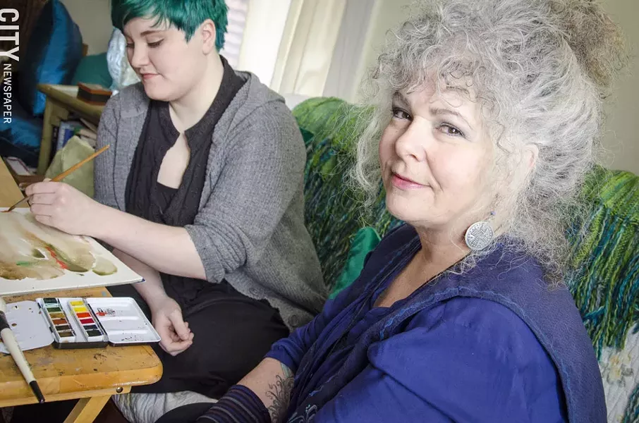 Sari Gaby (right) offers one-on-one tutoring and small classes of up to three students in a variety of media. - PHOTO BY MARK CHAMBERLIN