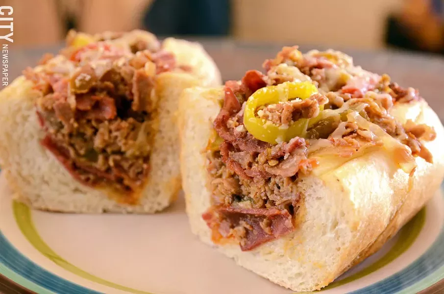 The Colon Kicker sub, with capicola and steak, from Calabresella's. - PHOTO BY LARISSA COE