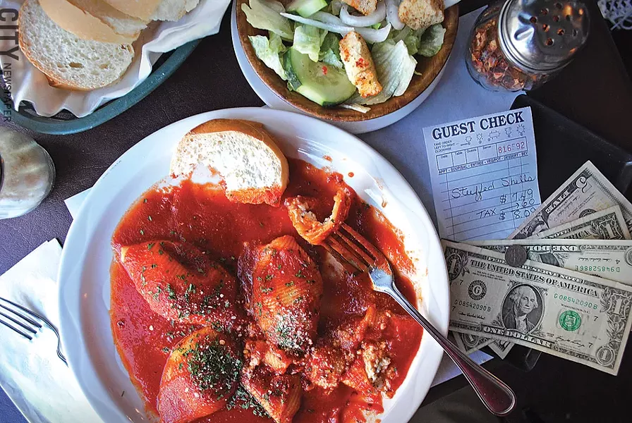 The stuffed shells lunch special at Rosey’s Italian Café. - PHOTO BY MATT DETURCK
