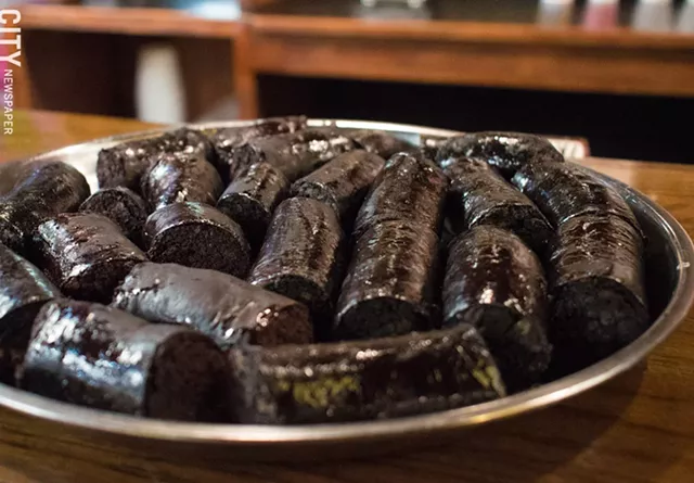 Morzillas AKA El Amor de las Nenas AKA Blood Sausages, a highly sought-after staple at El Cuchifrito. - PHOTO BY JACOB WALSH