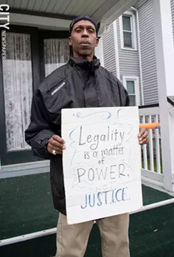 Jody Francis, a City Wide Tenant Union member, said that rent stabilization laws would have helped some of his neighbors in a Meigs Street apartment building. - PHOTO BY JACOB WALSH