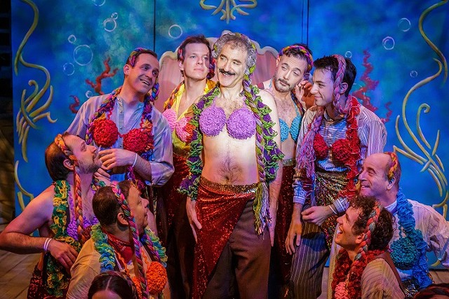 The cast of Blackfriars Theatre's production of "Peter and the Starcatcher," with Stefan Cohen (as Black Stache) in the center. - PHOTO BY GOAT FACTORY MEDIA / RON HEERKENS JR.