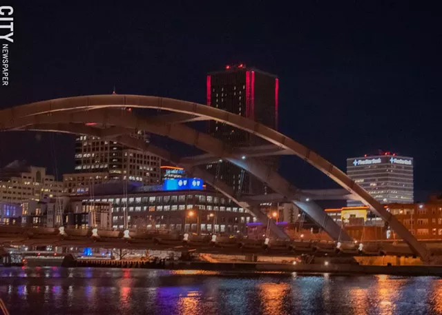 Downtown's lit-up buildings are visible from several neighborhoods. - PHOTO BY RYAN WILLIAMSON