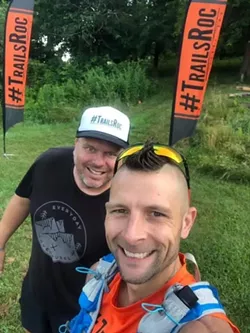 Eric Eagan, race director for the Virtual COVID-19 Miler, left, and Scott Parr, who had the idea for the virtual race. - PHOTO PROVIDED
