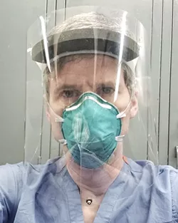 Jared Valentine in his face shield. - PHOTO BY JARED VALENTINE