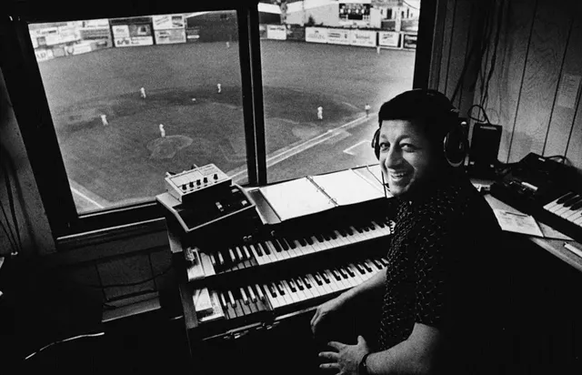 Fred Costello at the organ at Silver Stadium. - PHOTO PROVIDED BY ROCHESTER RED WINGS