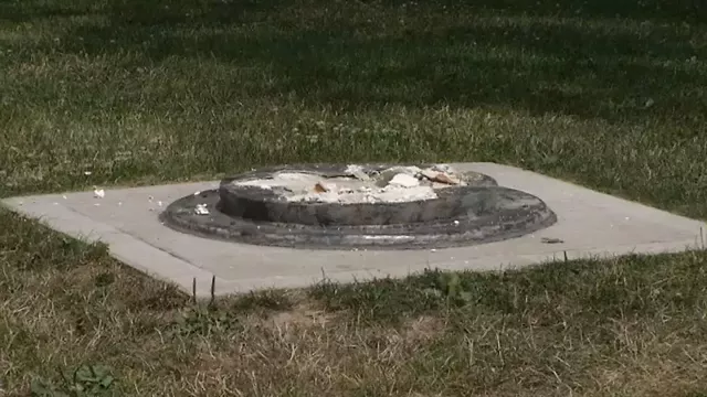 The statue of Frederick Douglass was torn from its base. - PHOTO COURTESY OF SPECTRUM NEWS