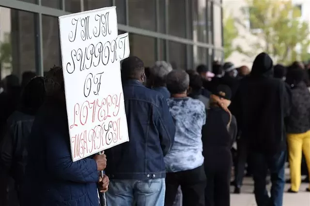 A throng of supporters of Mayor Lovely Warren outside the courthouse where she was arraigned on Oct. 5, 2020. - PHOTO BY MAX SCHULTE