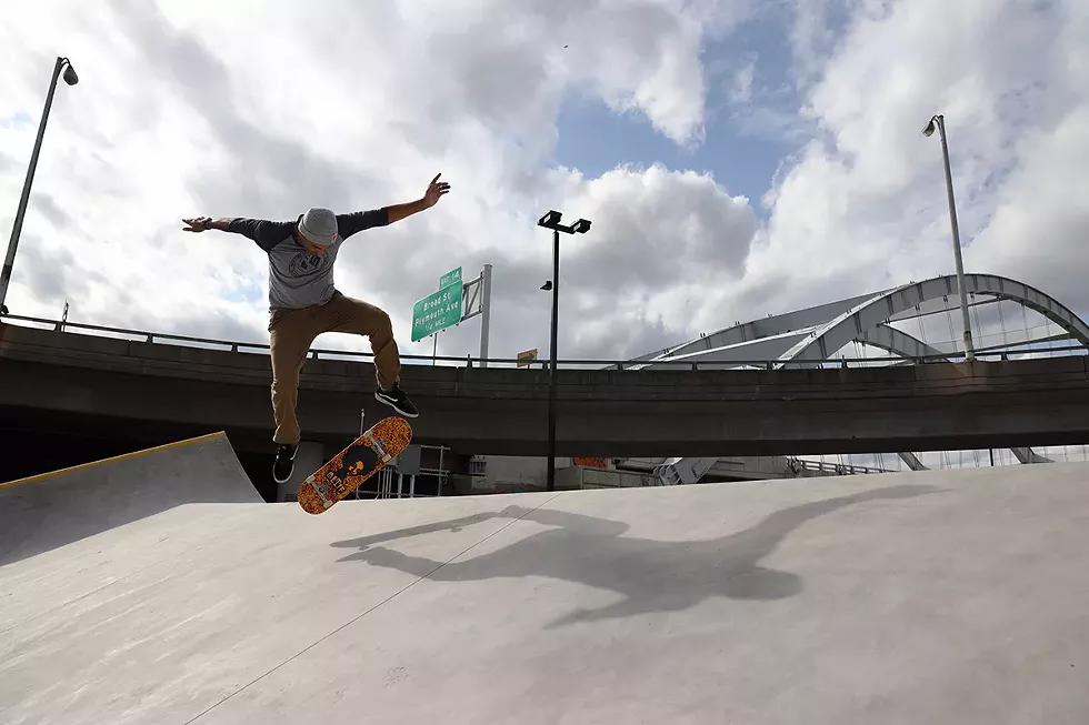 Park designer Kanten Russell skating the Roc City Skatepark on Thursday, Oct. 15. - PHOTO BY MAX SCHULTE
