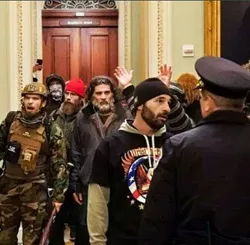 Federal prosecutors say the bearded man in the center of the photo is Dominic Pezzola of Rochester. - PHOTO COURTESY U.S. ATTORNEY'S OFFICE
