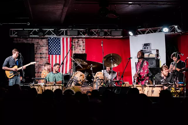 Paa Kow's Monday, June 24 jazz festival performance at The Montage Music Hall was heavy on percussion. - PHOTO BY JOSH SAUNDERS