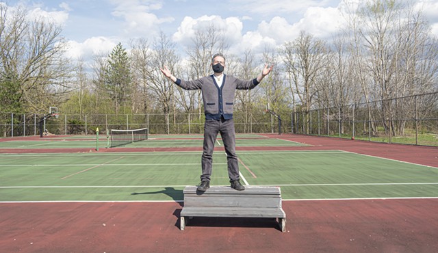 JCC CenterStage Artistic Director Ralph Meranto plans to erect a giant tent on the JCC's tennis courts that will act as the facility's theater for the summer and fall. - PHOTO BY JACOB WALSH