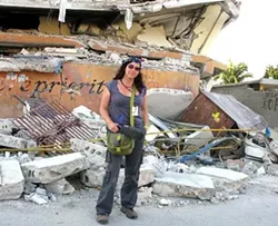 Mandalit del Barco in Haiti in 2010, after the earthquake. - PHOTO PROVIDED