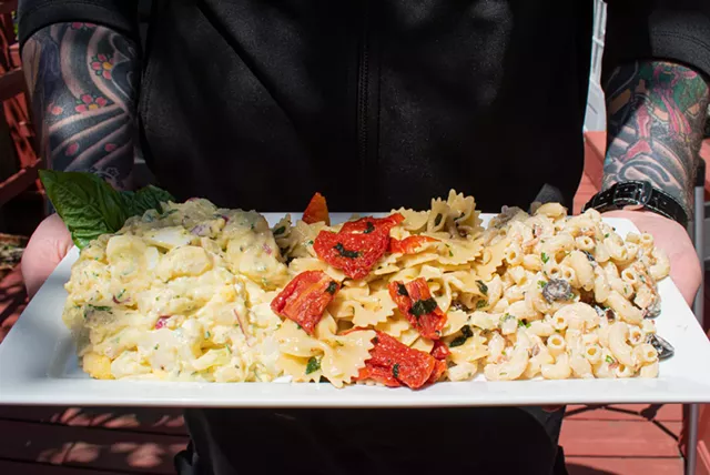 A trio of summer sides: potato salad, pasta salad, and macaroni salad. - PHOTO BY JACOB WALSH