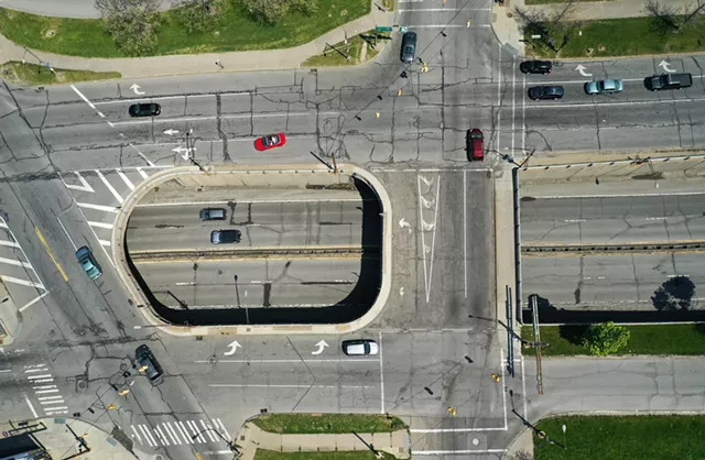 The north section of the Inner Loop. Cumberland Street is at the top, with North Clinton Avenue on the left, and Joseph Avenue on the right. - PHOTO BY MAX SCHULTE