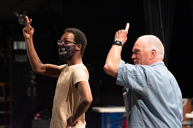 Malik Paris and Peter Haggerty play the singing Prospero and speaking Prospero, respectively. - PHOTO BY JACOB WALSH
